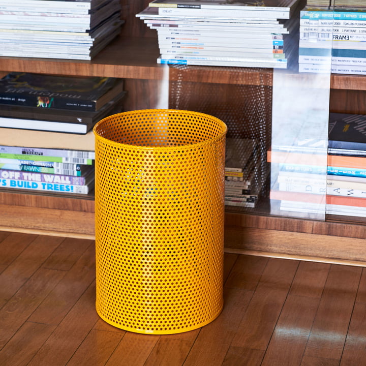 Perforated Bin M Ø 25 x H 36 cm by Hay in yellow