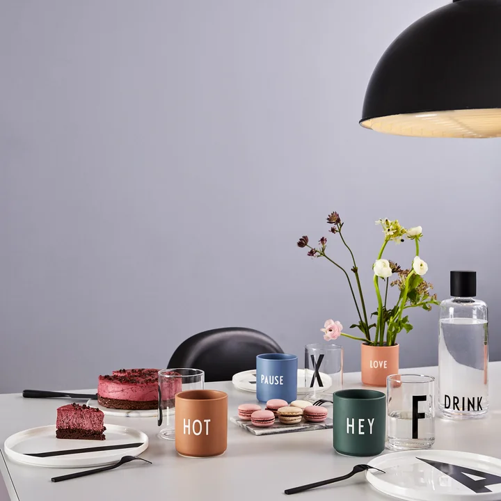 Carafe, plate, mug and glasses from Design Letters