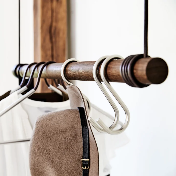 Swing Hanging wardrobe M (80 cm) from Lind DNA in smoked oak / leather brown