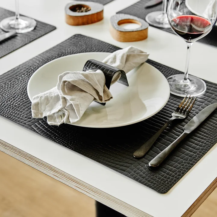 Placemat Square L 35 x 45 cm from Lind DNA in Croc black