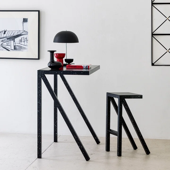 Bureaurama bar table and stool in black (sprayed white) by Magis