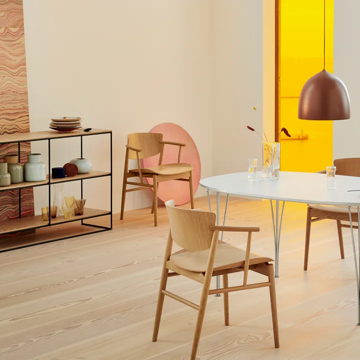 Planner Shelf and PM02 table lamp with Wave desk organizer from Fritz Hansen