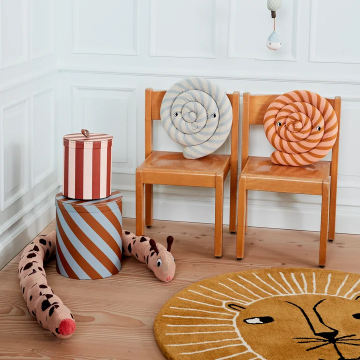 Lollipop cushion, storage box and children's rug animal from OYOY