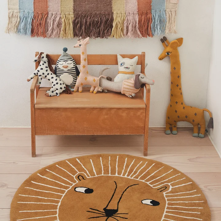 Children carpet animal and knitted cuddly toys from OYOY