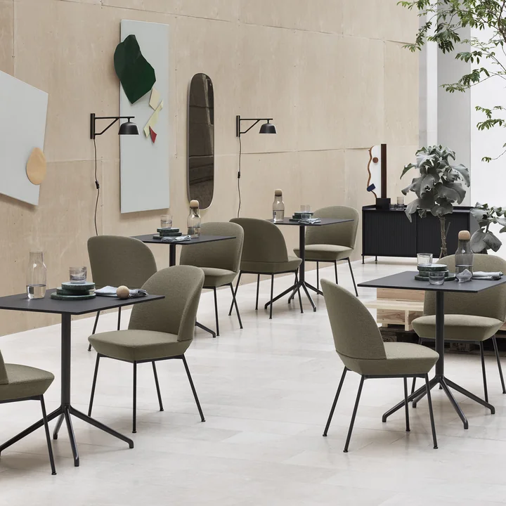 Ambit wall lamp and Oslo Side Chair by Muuto in the café