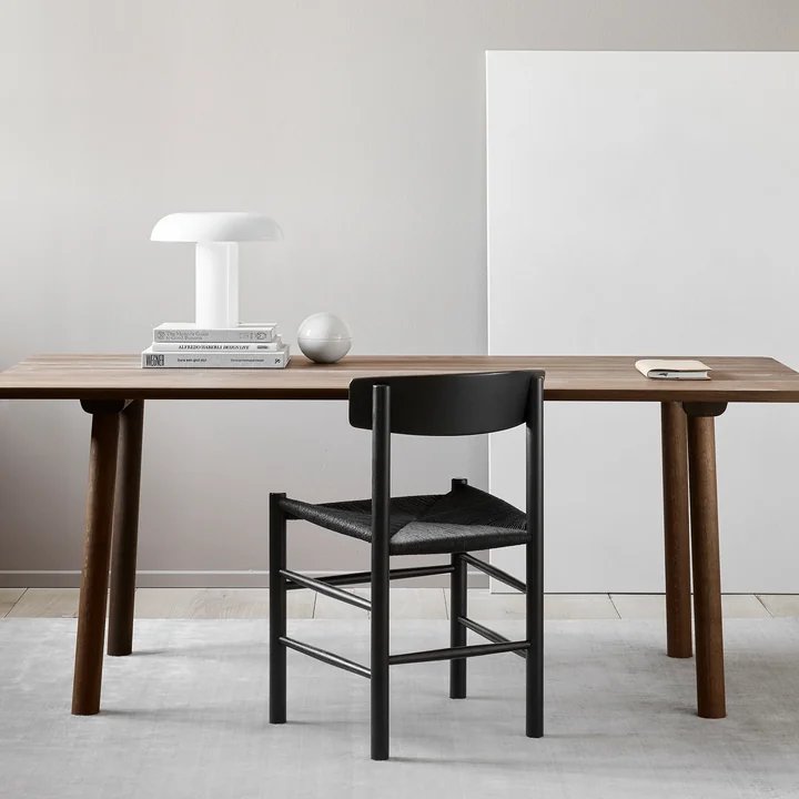 J39 Mogensen Chair in black lacquered oak / cord black from Fredericia at the desk