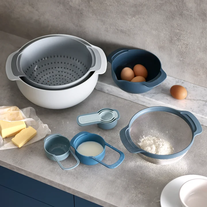 Nest 9 Plus kitchen set by Joseph Joseph in ocean / sky