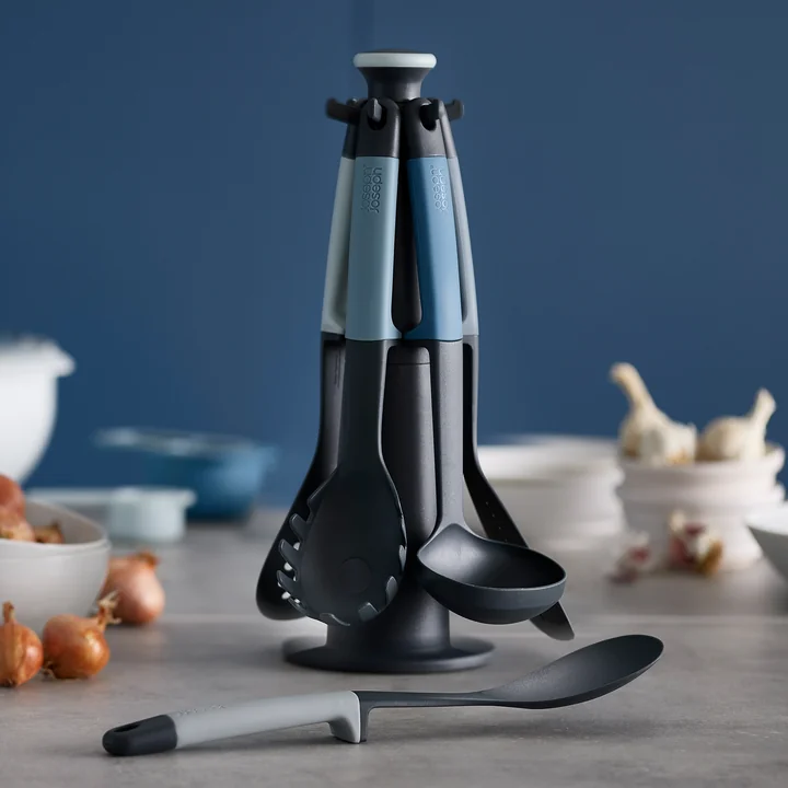 Elevate Carousel Kitchen Utensils with Stand by Joseph Joseph in ocean / sky