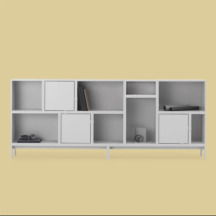 Stacked Shelving system in light gray from Muuto