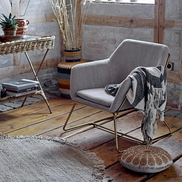 Natural fiber carpet with fringes Ø 150 cm from Bloomingville made of jute