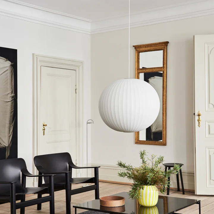 Nelson Ball Bubble pendant lamp L, Ø 68 x H 5 9. 5 cm, off by HAY above the coffee table