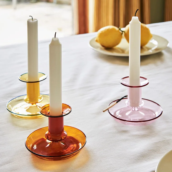 Flare Candlestick from HAY on the table