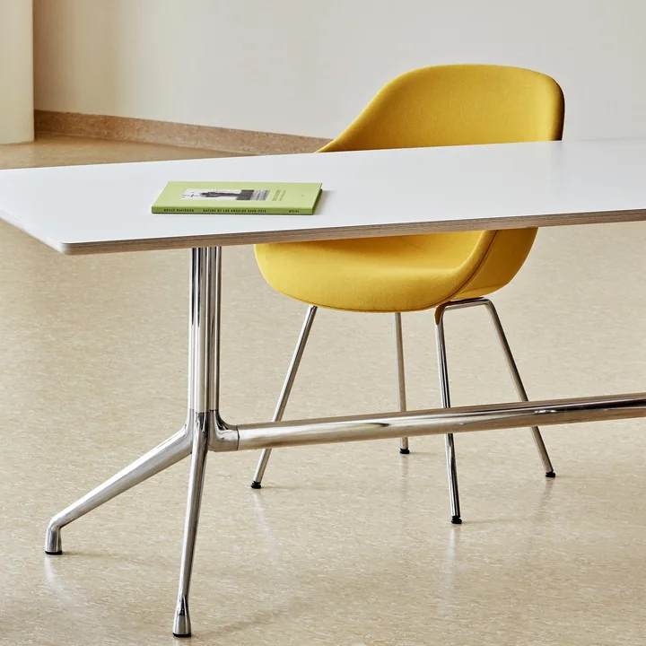 About A Chair AAC 127 in chrome / Steelcut Trio 446 yellow from HAY