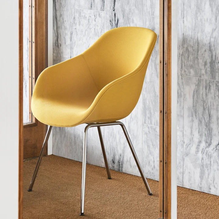 About A Chair AAC 127 in chrome / Steelcut Trio 446 yellow from HAY