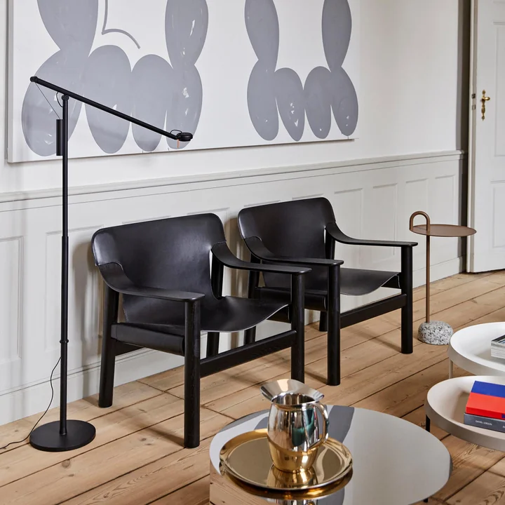 Bowler side table by HAY beside the armchair