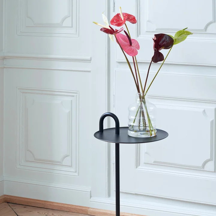 Bowler side table by HAY with flower vase