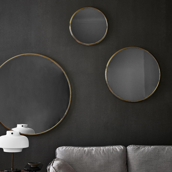 Sillon wall mirror from & tradition in different sizes on the wall