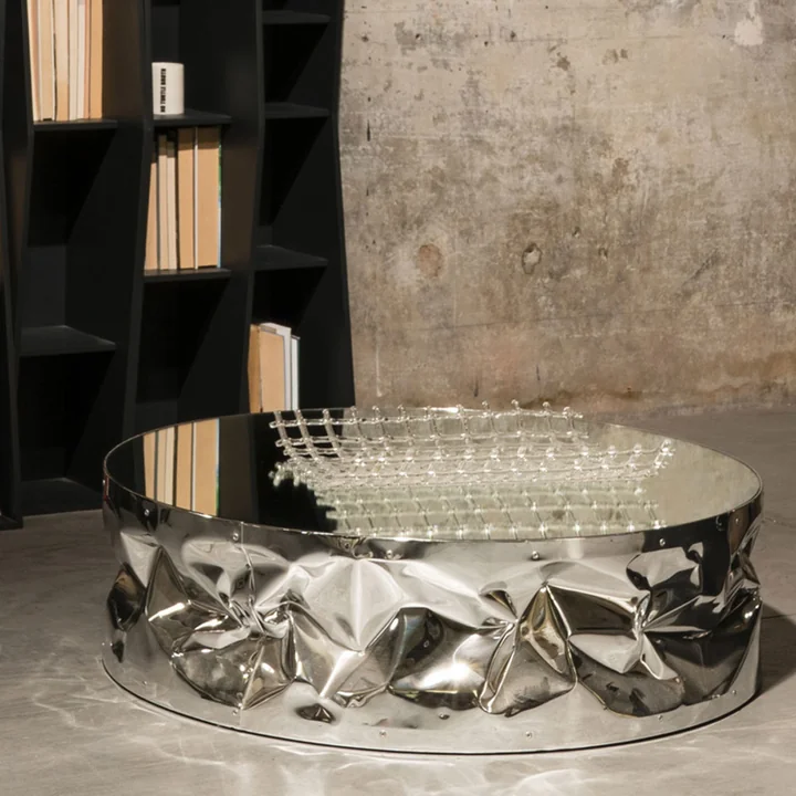 Tab.u Collection Side table H 25 Ø 60 cm from Opinion Ciatti in chrome