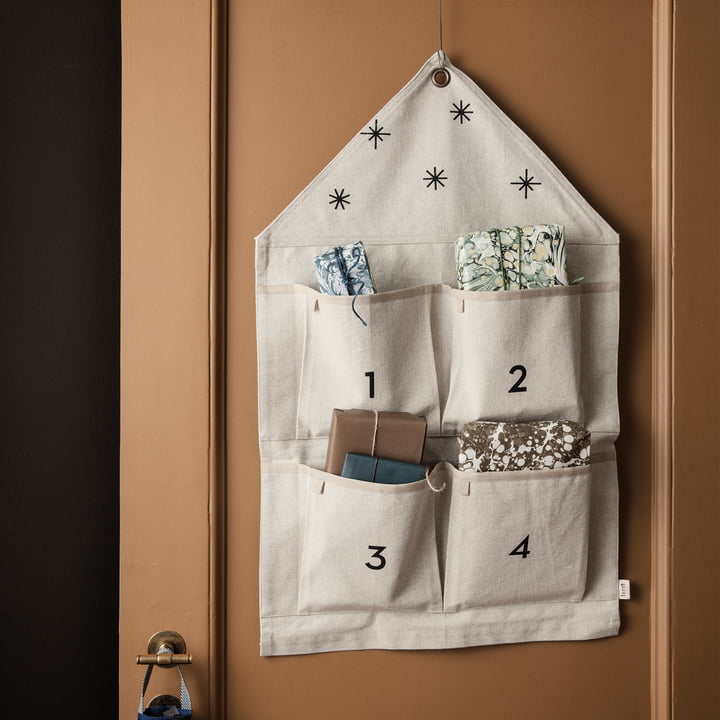 House advent calendar 4 compartments from ferm Living in sand