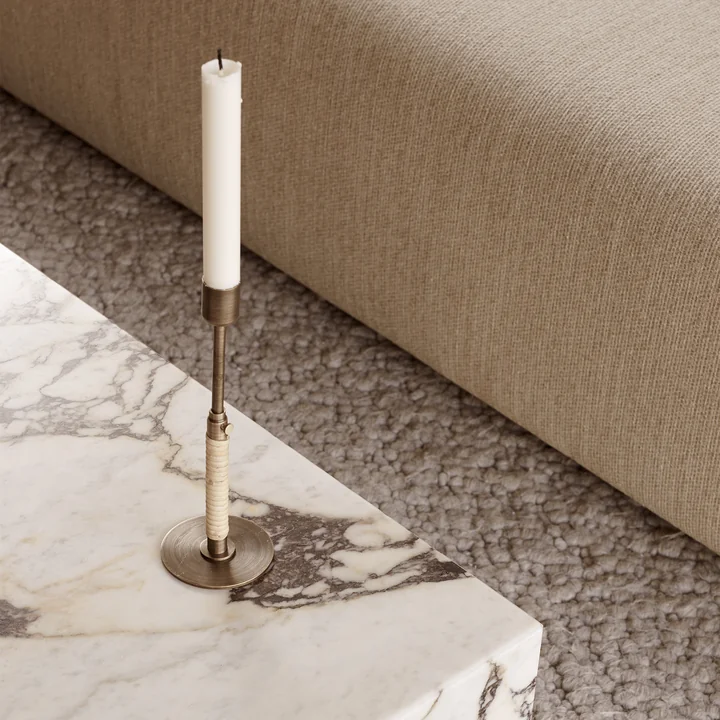 Duca candlestick in burnished brass on Plinth coffee table Audo