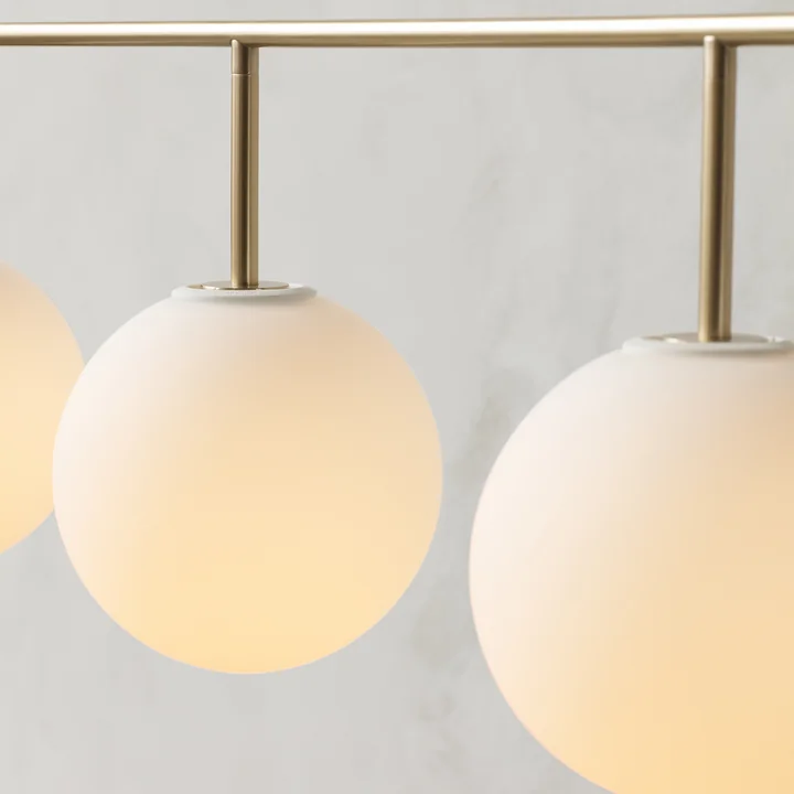 TR pendant light with suspension frame (4-light) from Audo in brass / matt opal light source