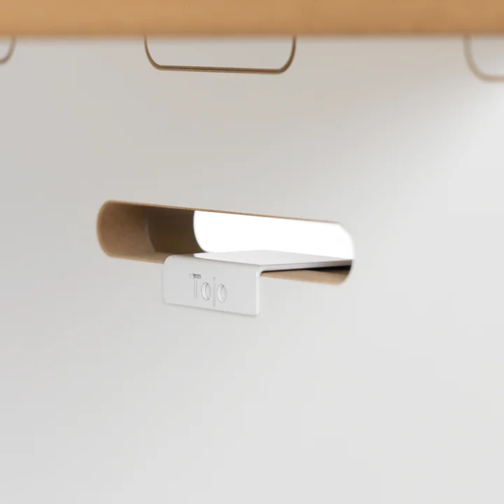 Clip for high stacker shelving system from Tojo in white