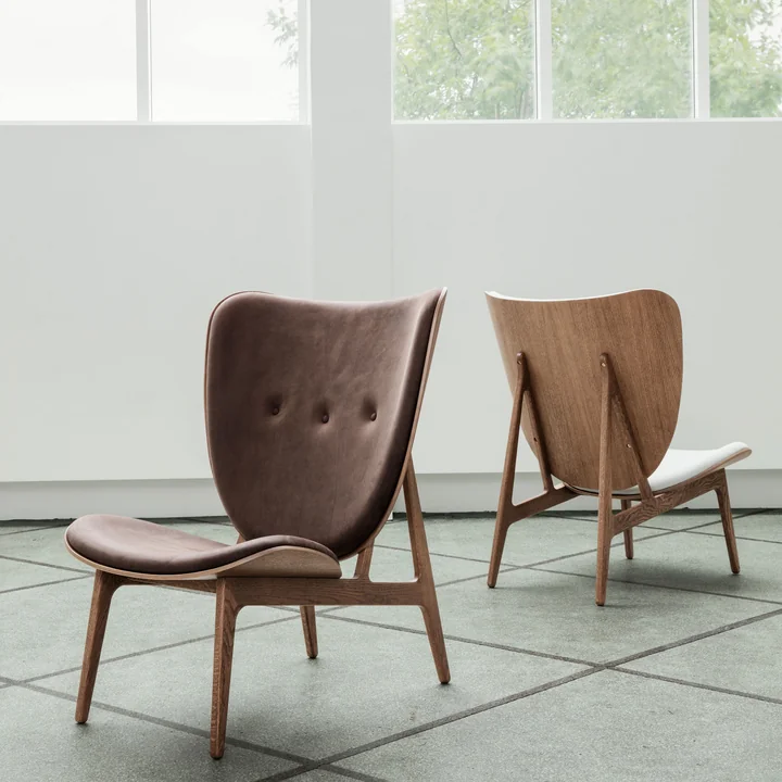Elephant Lounge Armchair from Norr11 in stained oak / anthracite leather
