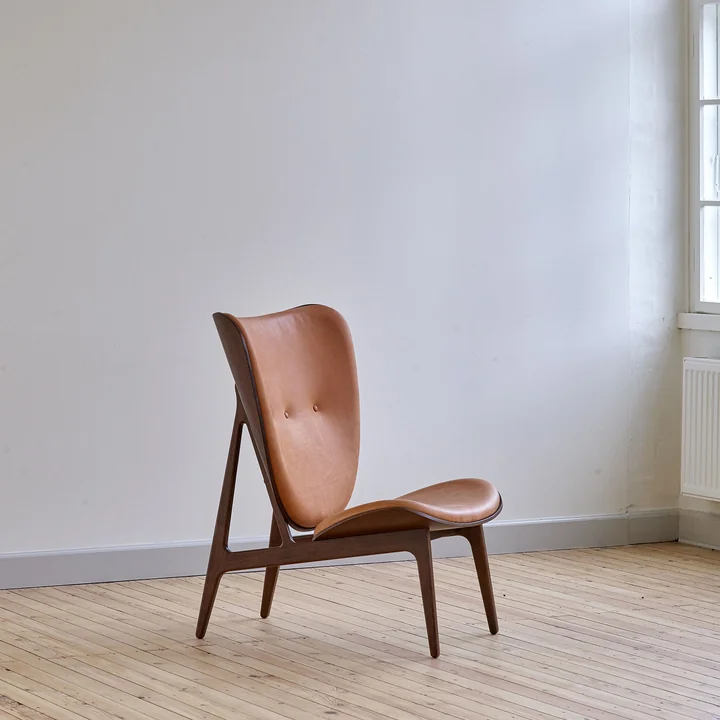 Elephant Lounge Armchair from Norr11 in stained oak / anthracite leather