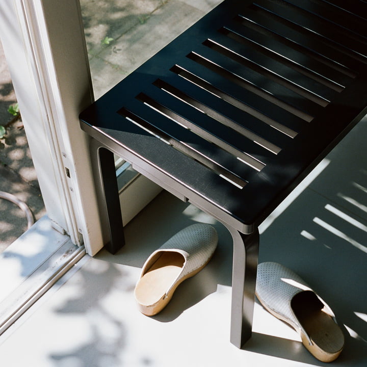 Bench 153B by Artek in black lacquered