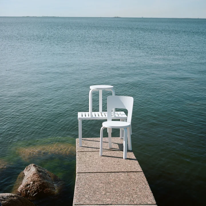 Bench 153 by Artek painted in white