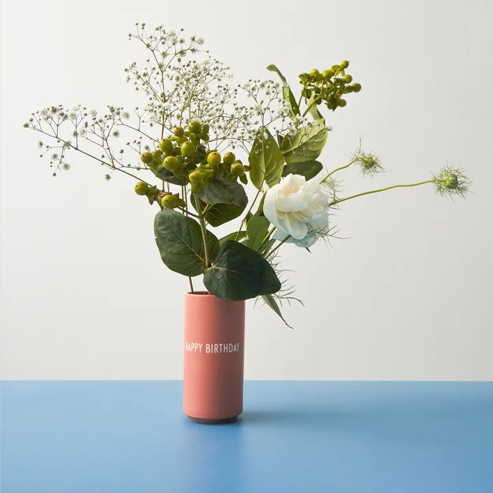 AJ Favourite Porcelain Vase Happy Birthday by Design Letters in nude