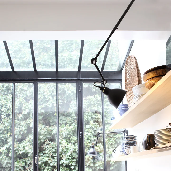 Lamp grass No 302 ceiling lamp from DCW with shelf