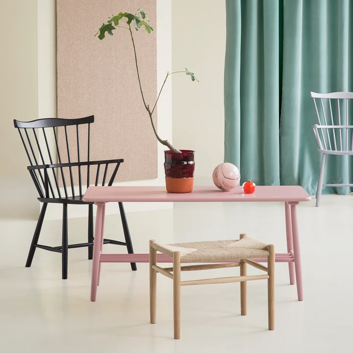 J52B armchair from FDB Møbler with matching bench and stool