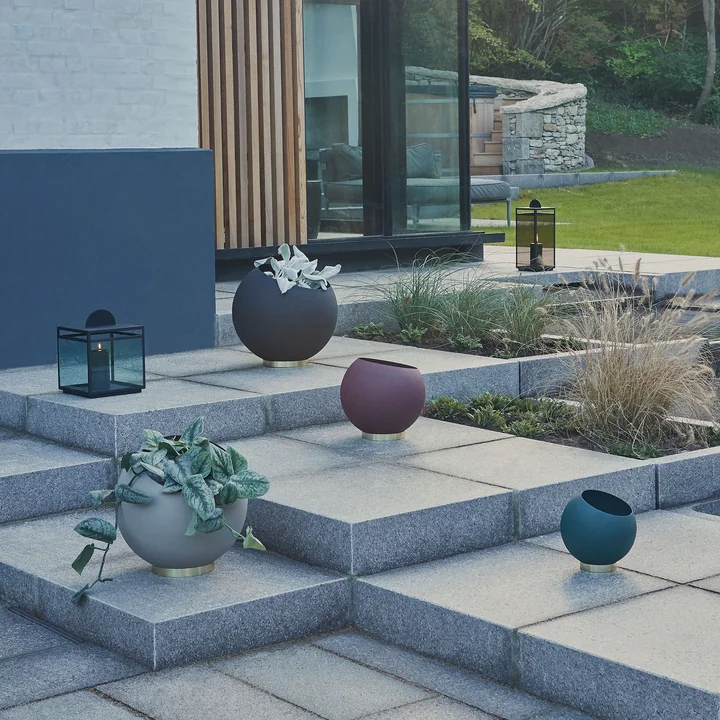 Globe flowerpot from AYTM on the terrace