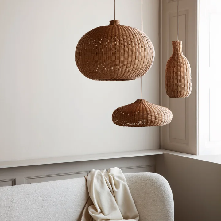 Woven rattan light from Ferm Living in nature