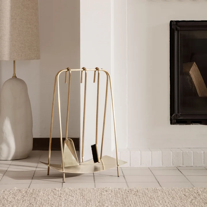 Port fireplace cutlery from Ferm Living in brass