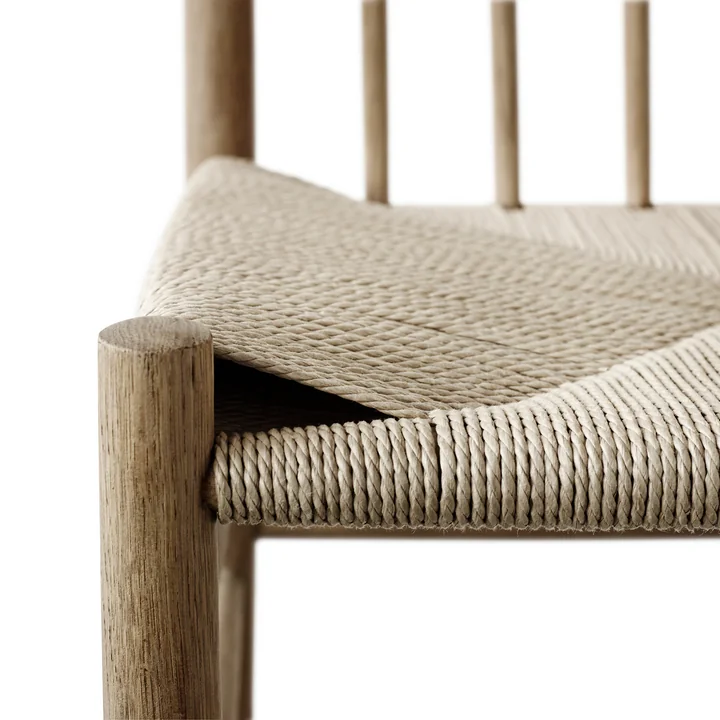 J80 Chair, matt lacquered oak / natural wickerwork from FDB Møbler in detail
