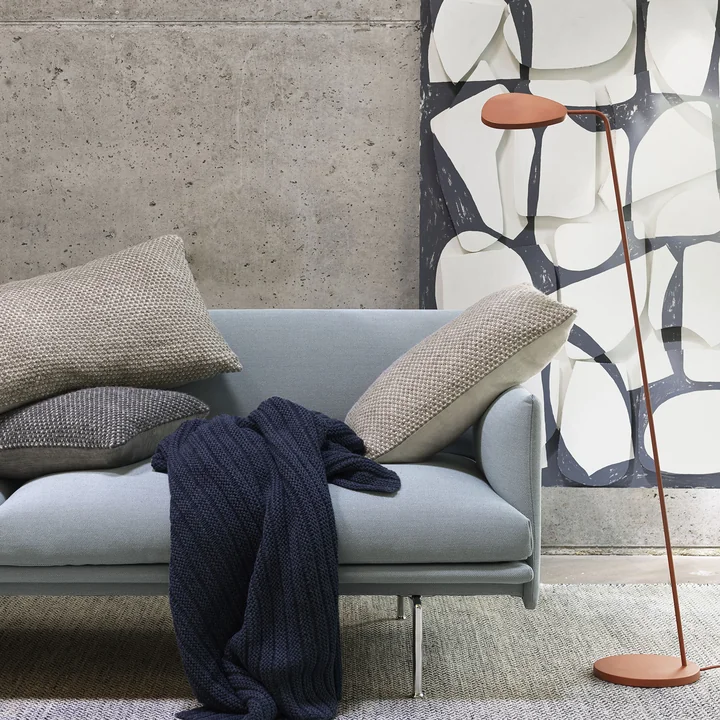 Leaf LED Floor Lamp, Ample Blanket and Twine Cushion from Muuto