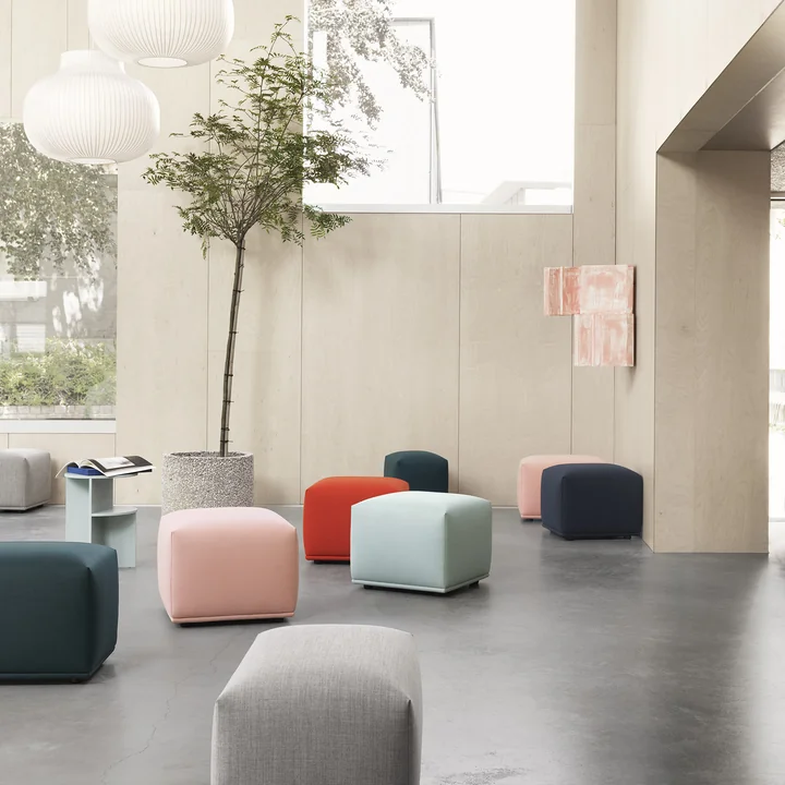 Echo Pouf and Strand pendant lamp from Muuto