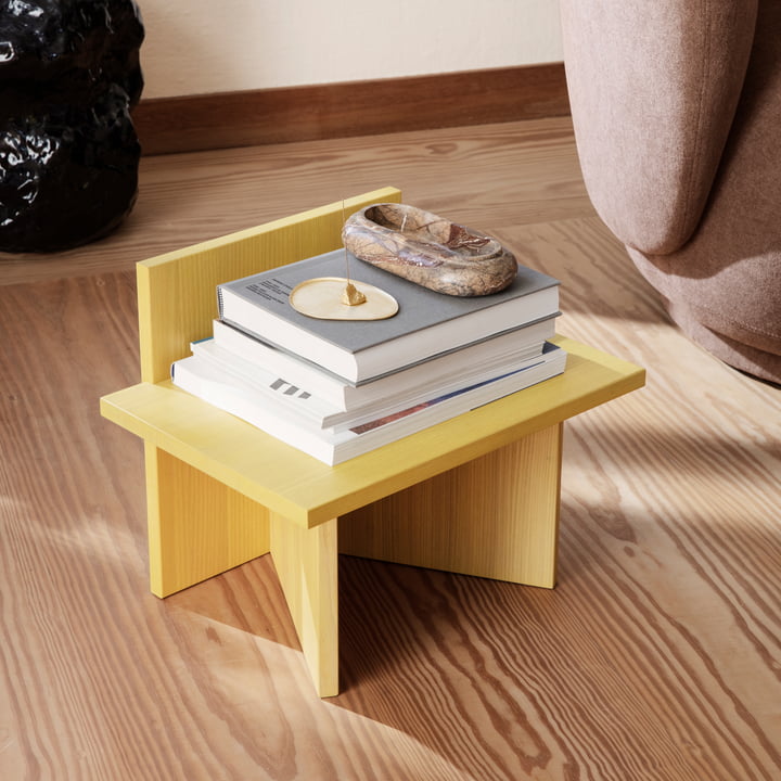 Oblique stool/ shelf from ferm Living in ash yellow