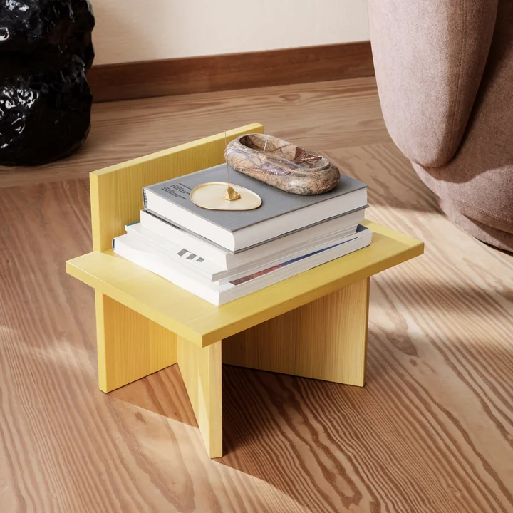 Oblique stool/ shelf from Ferm Living in ash yellow