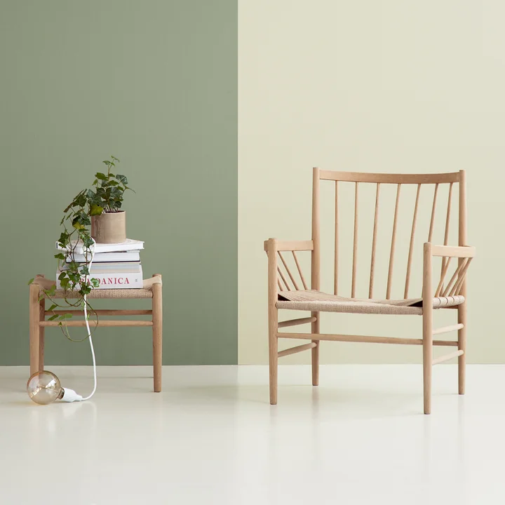 J82 lounge chair and J83 stool from FDB Møbler