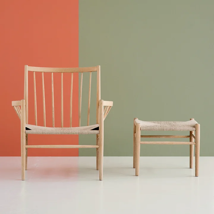 J82 lounge chair and J83 stool from FDB Møbler