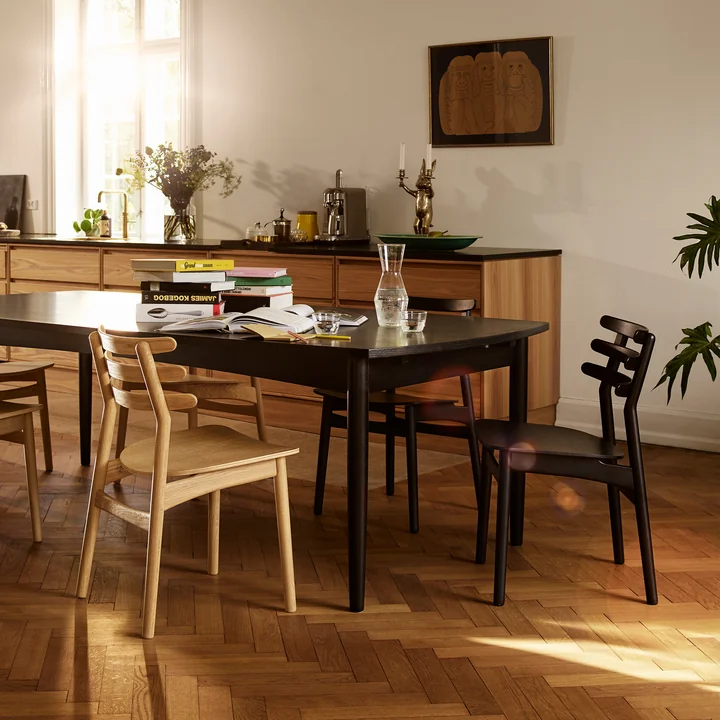 J48 Chair from FDB Møbler at the dining table