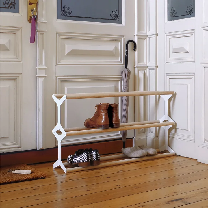 Shoe rack Stixx 3gang from vonbox in white / Ash