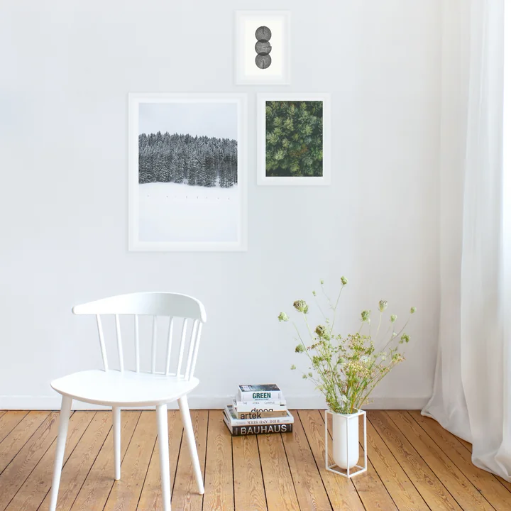 Gallery wall with artful posters in different sizes