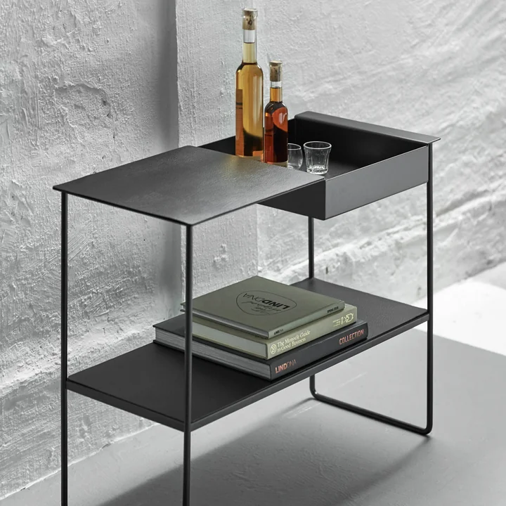 Console table with tray from Lind DNA in aluminium black / Bull black
