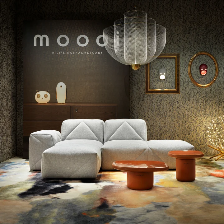 Meshmatics LED chandelier, steel / brass ambience by Moooi