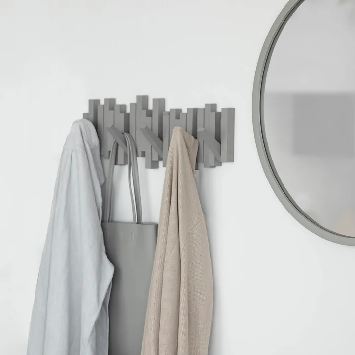 Multi Hook Wall coat rack from Umbra in grey