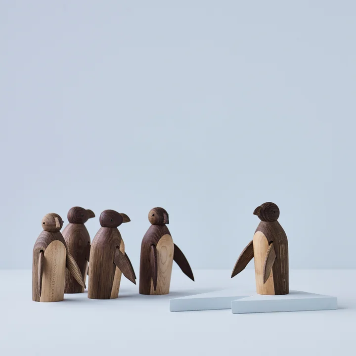Skjøde Penguin wooden figure from smoked Lucie Kaas in oak / maple